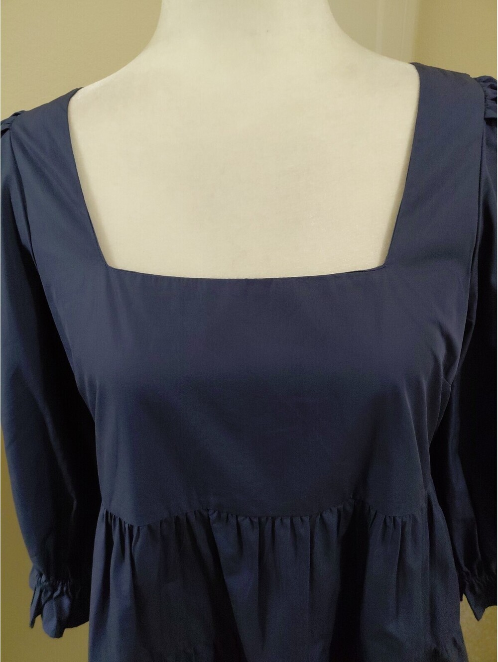 NWT Madewell Poplin Lizzie Babydoll Tiered Dress Twilight Navy Blue Size 8 #659 - Picture 4 of 10